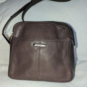 Liz Claiborne Brown Crossbody Bag with Leather Finish